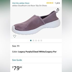 NWT Adidas Lite Racer Slip on Legacy Purple